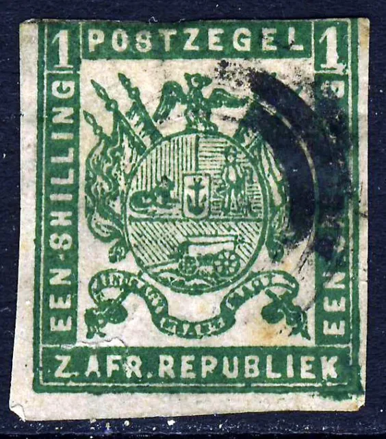 TRANSVAAL SOUTH AFRICA 1870 1s. Deep Green Thin Paper Imperforate SG 3 VFU