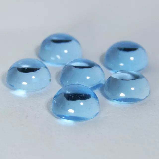 6.70Cts Impressive Natural Baby Blue Topaz 6mm Round Cabochon 6Pcs Of Gemstones