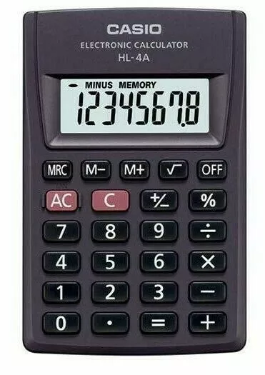 Casio HL-4A 8 digit Calculator Mini Pocket Portable Easy To Use Large Display