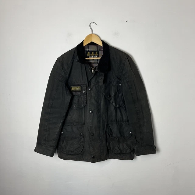 Barbour Wax Jacket Cappotto Uomo Small Black International Trials Giacca Moto
