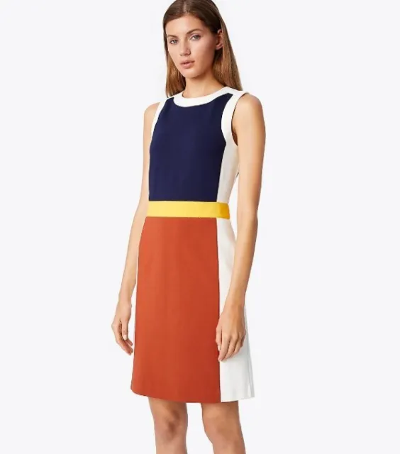 TORY BURCH Sz S Small Mya Colorblock Dress Desert Spice NWT