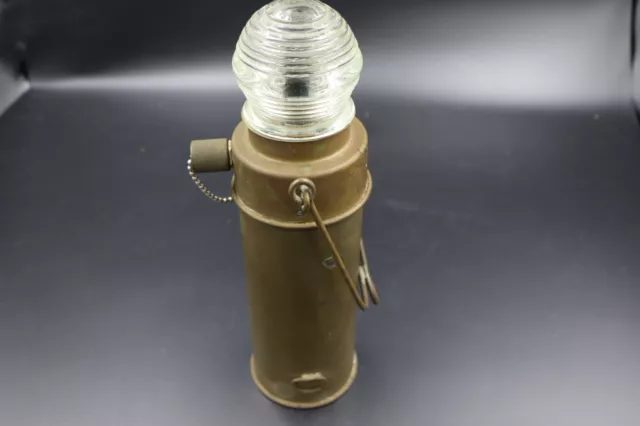 Vintage Brass Perkins Perko Battery  Nautical Lantern Fresnel Beehive Lens