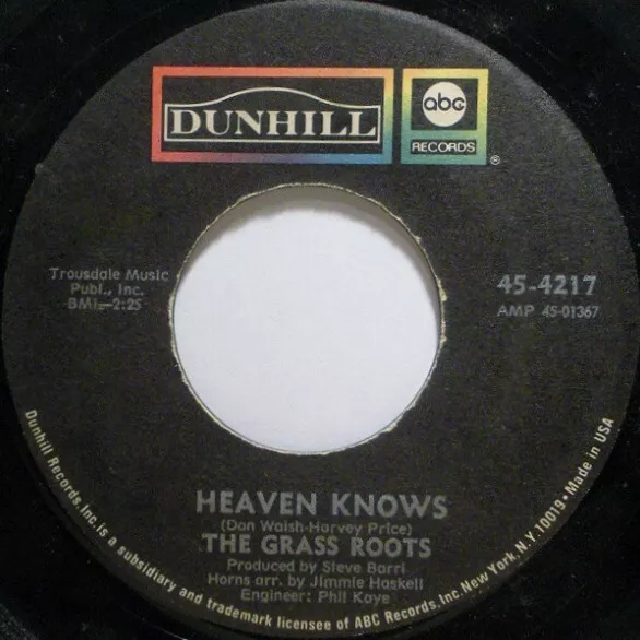 The Grass Roots - Heaven Knows (7", Single)