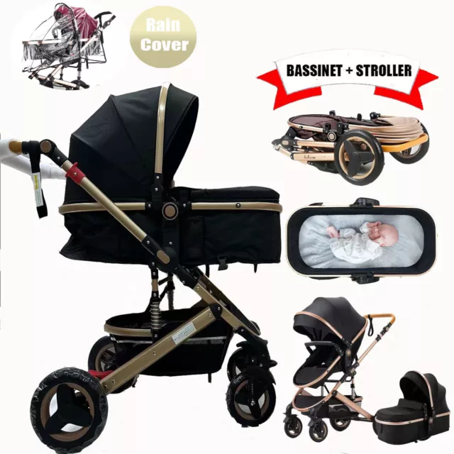 9 in 1 baby Stroller Travel System Newborn Infant Bassinet Foldable Buggy Infant