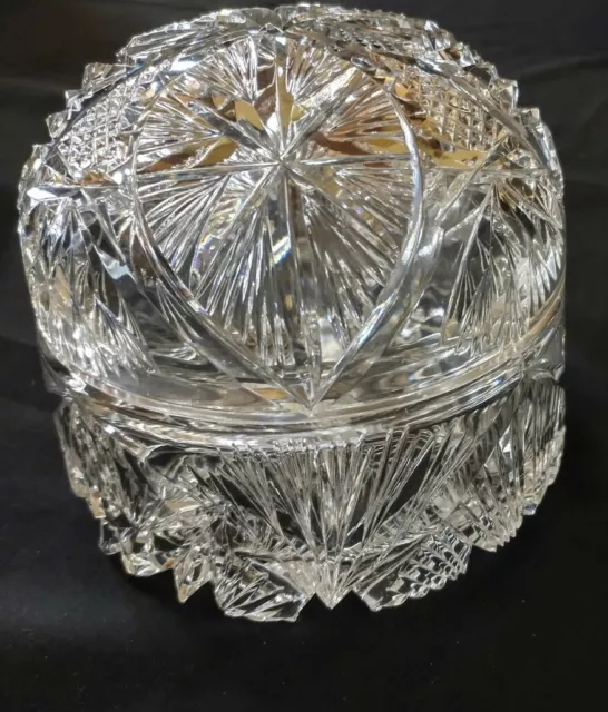 Vintage Brilliant Cut Glass Dresser Box or Covered Cheese Dome Unusual Rare Form