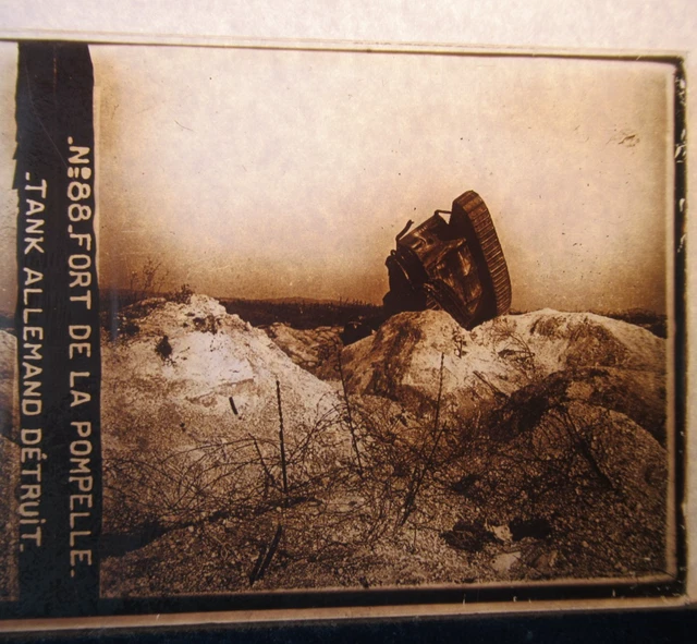 tank-allemand-fort-de-pompelle-photo-vue-st-r-o-plaque-verre-guerre