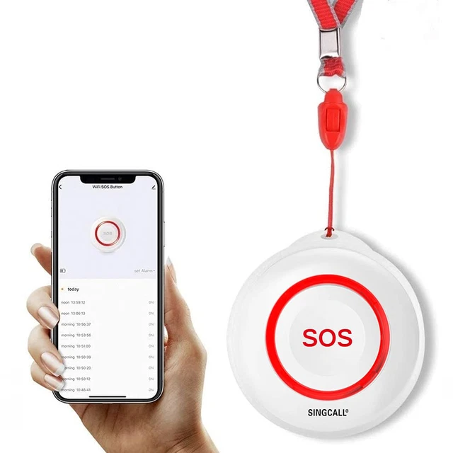 Shinmax Salvavita Anziani Cercapersone Per Anziani Tuya WiFi Smart SOS Allarme Pulsante Di Chiamata Wireless Emergenza Per Pazienti Anziani Disabili Donne Incinte (1 Trasmettitore + 1 Ricevitori - 10