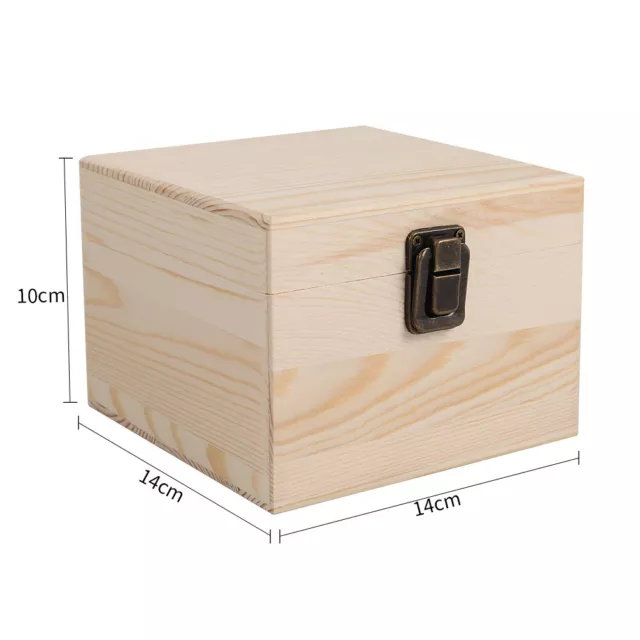 Natural Finish Wooden Storage Box Memory Keepsake Box DIY Crate With Hinged Lid