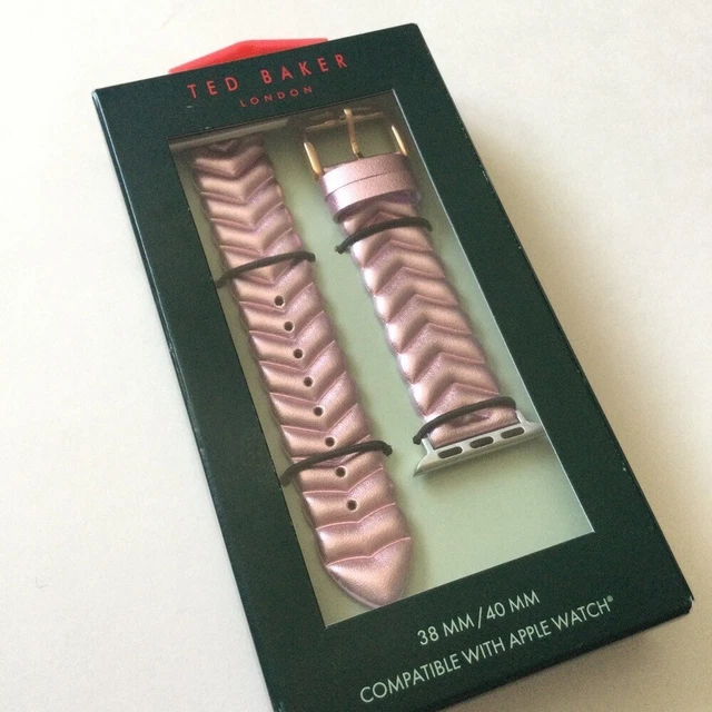 TED BAKER Pink Metallic Leather Apple Watch Band Amazon.com: Ted Baker Pink & Violet Elastic Strap for Apple  main image 3