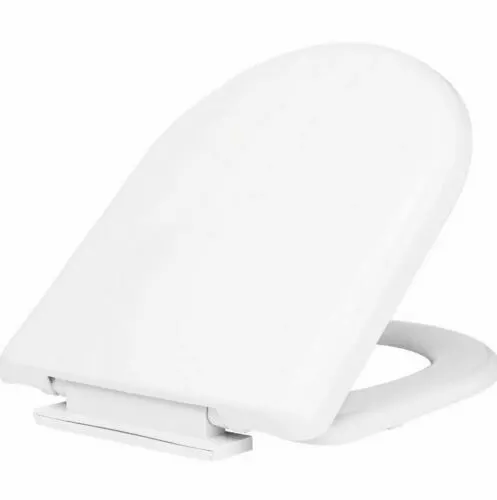 Asiento de inodoro cierre suave de lujo en forma de D asientos antigolpes blancos de alta resistencia 3