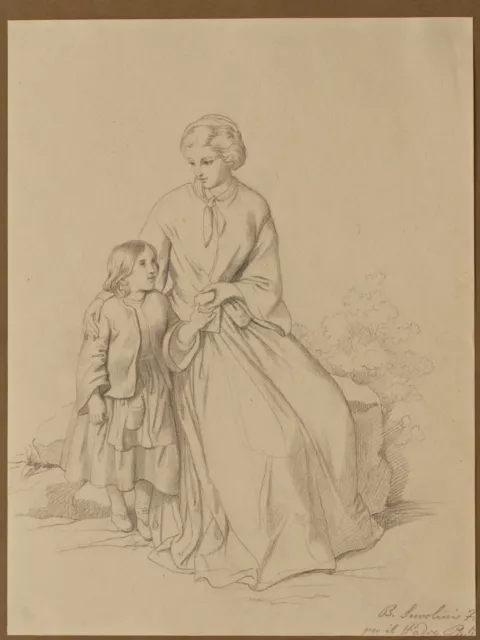 DISEGNO BOZZETTO DRAWING 1800 MATITA SU CARTA Servolini "FIGURE IDEALI"