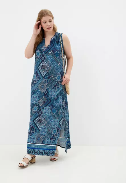 Brand New With Tags Evans Maxi Blue Geometric Dress Size 22/24