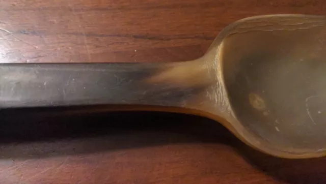 Antique Carved Horn Table Spoon Country 19th Century 3