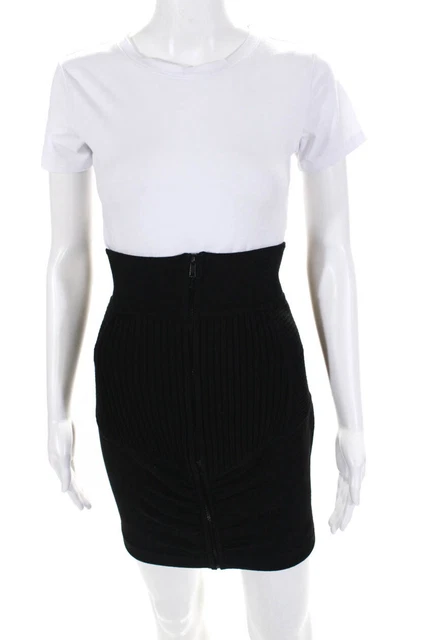 Diane Von Furstenberg  Womens Zip Up Knit Skirt Black Size Small LL19LL