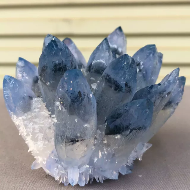 358g  New Find blue Phantom Quartz Crystal Cluster Mineral Specimen Healing