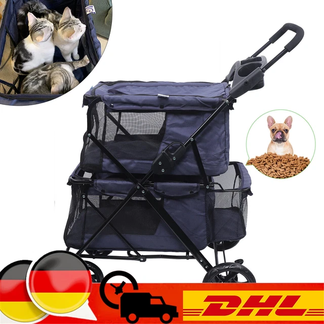 Cochecito de perro cochecito de mascotas plegable remolque de perro carrito de mascotas carro 15 kg máx.