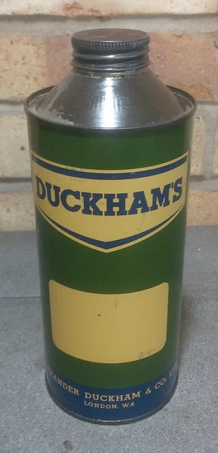 RARE DUCKHAMS ROUND Quart Oil Can Tin Garage Vintage Automobilia ...