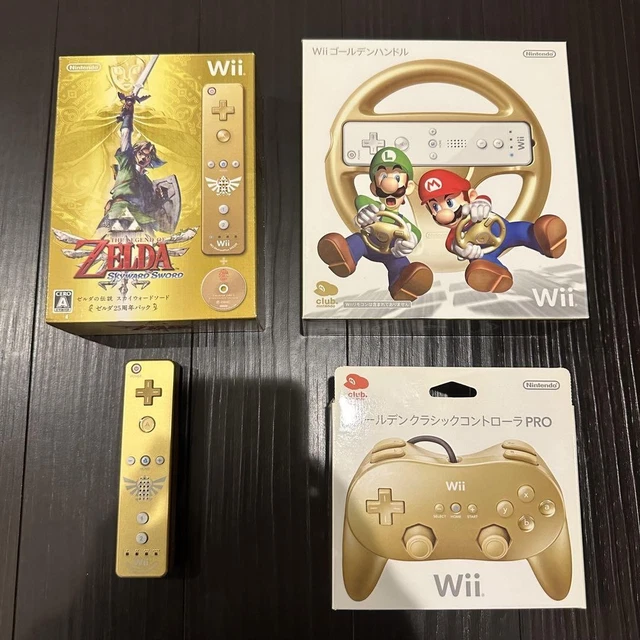 Zelda Remote Control WII ZELDA SKYWARD Sword 25th Anniversary Gold Remote Console Set ...