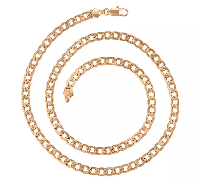 Collana Maglia Grumetta Donna Uomo IN Oro 750er Rosa Placcato 18K 60cm Nuovo