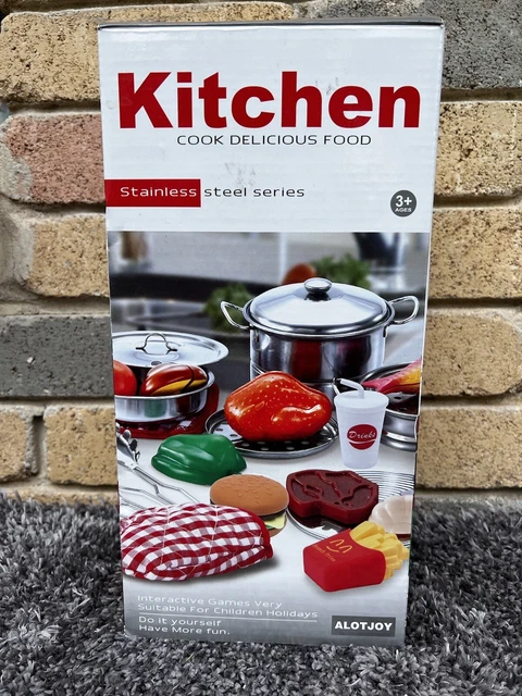 Stainless Steel Cooking Pretend Play Set Kids Kitchen Pots and Pans Set