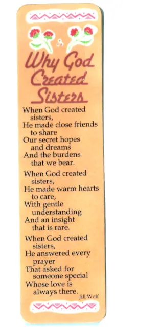 Christian Sister Prayer Poem Gifts Bookmark God Love  1989 Antioch Tab-Marks