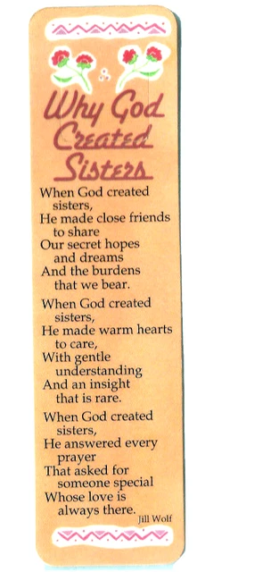 Christian Sister Prayer Poem Gifts Bookmark God Love  1989 Antioch Tab-Marks