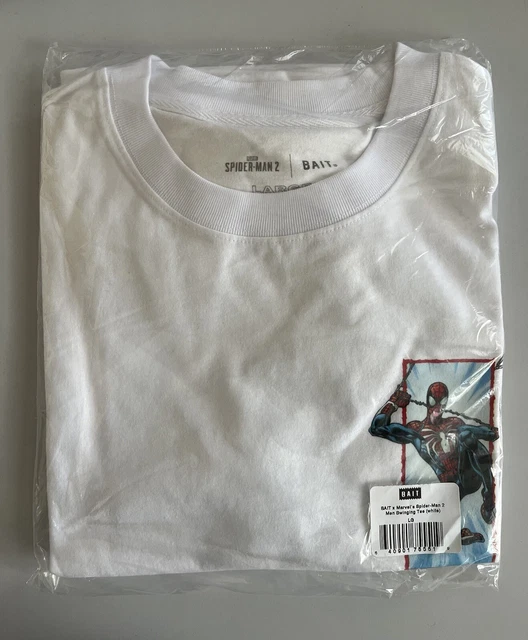 Marvel x Bait Spider Man 2 'Swinging' Tee Shirt White Brand New with Tags