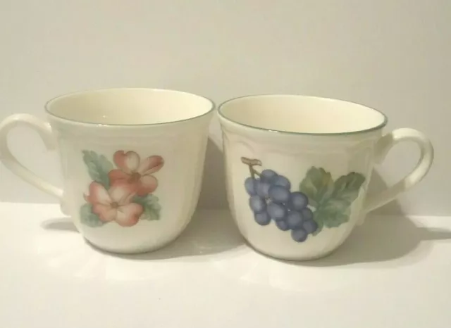 Set of 2 Epoch Noritake Market Day Cups E801 Fruit Floral Pattern