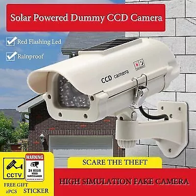 Caméra LED surveillance CCTV extérieure solaire, rouge clignotant FAUSSE CAMERA