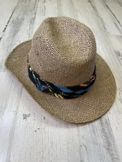 VINTAGE 80'S NEON United Hatters And Millinery Mens Straw Summer Fedora ...