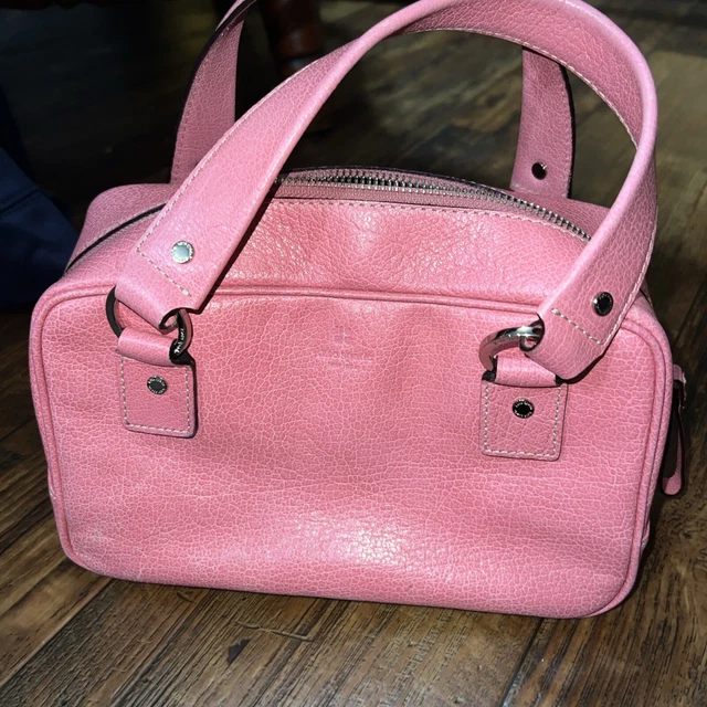 Kate Spade Purse  Carry Handle Pink Clean Vintage Leather Used Bag~