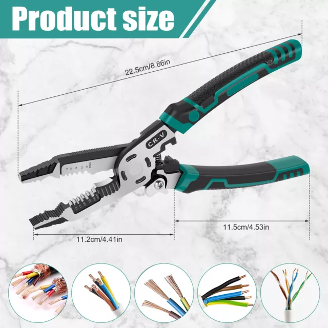 Wire Cable Stripper Cutter Pliers Crimping Tool Pro Electrician Tool UK⊛