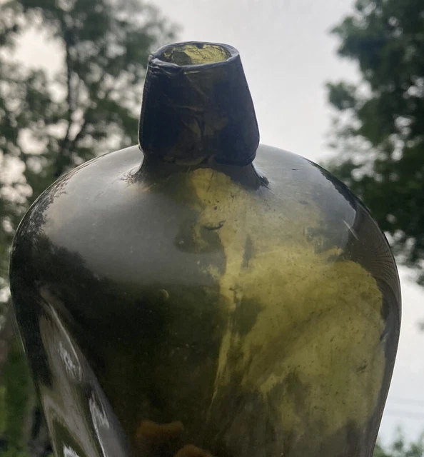 Antique Gin Bottle Case Taper Gin Black Glass 19th Century 10 3/4”