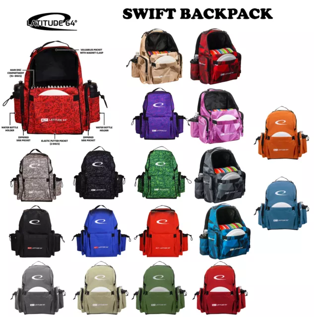 Latitude 64 Disc Golf Bag Swift Backpack - Holds 15+ Discs