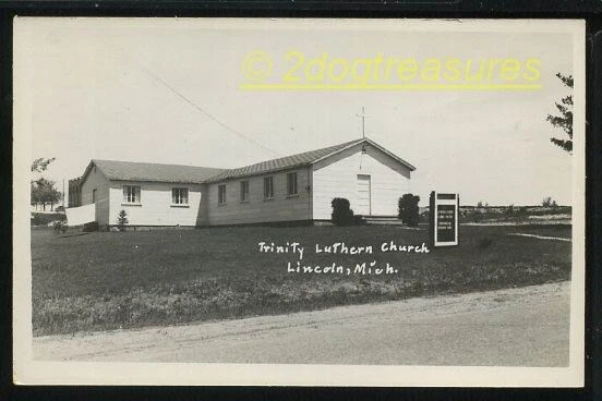Rppc Trinity Lutheran Church Lincoln Mi Michigan Alcona County Old Real Photo