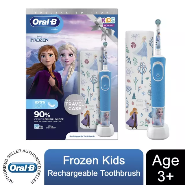 Juego de regalos de cepillo de dientes eléctrico congelado Oral-B Vitality para mayores de 3 años, azul