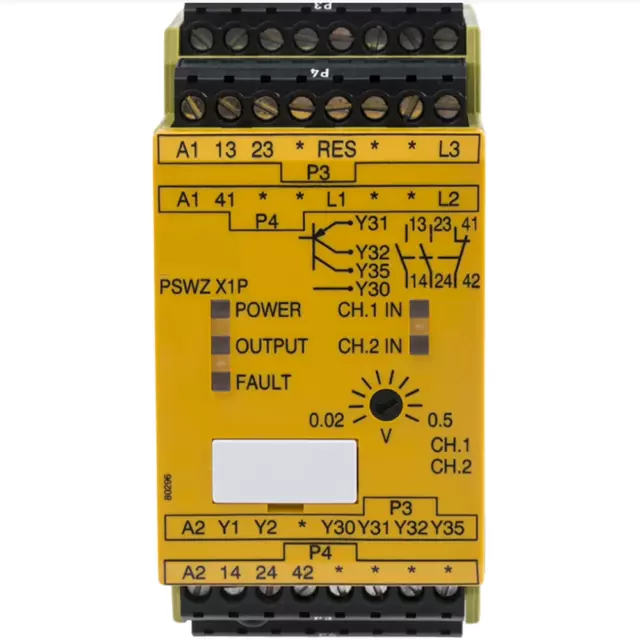 For Pilz PSWZ X1P 777949 Safety Relay 0,5V/24-240VACDC 2n/o 1n/c 2so IP40 Screw