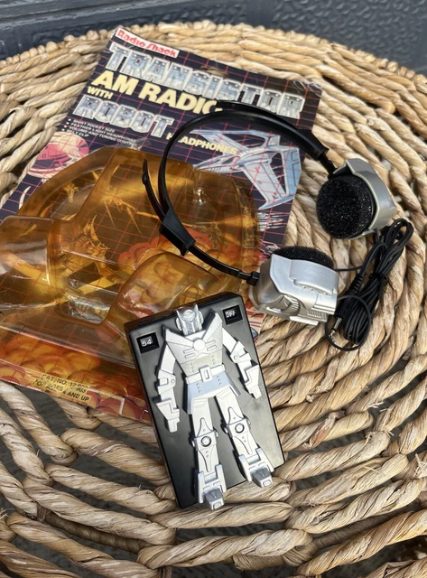 Vintage Retro 1980s Radio Shack Transistor AM Radio With Robot Headphones