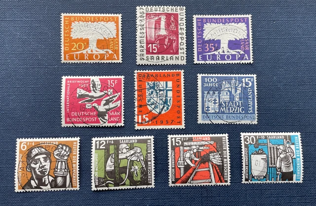 Saarland 1957, OPD Saarbrücken Mi.-Nr. 379, 400 - 408 kompl. Ausgabe, gestempelt