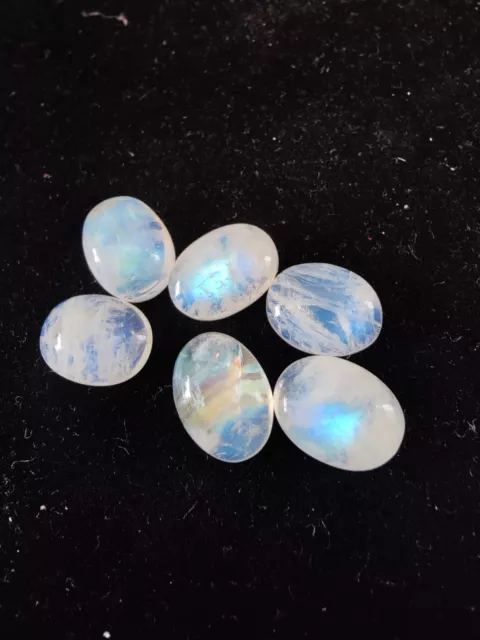 Natural Rainbow Moonstone Cabochon Oval Flat Back Calibrated Gemstones All Sizes