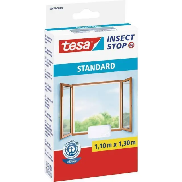 tesa Fliegengitter Standard Insektenschutz Fenster ohne Bohren 1,1 x 1,3m