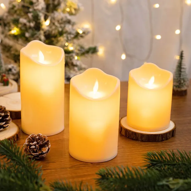 S/M/L Flameless Fake Candle Lights Christmas Wedding Party Decor Battery Operate