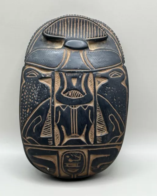 Ancient Egyptian faience scarab scaraboid seal with heiroglyphics rare
