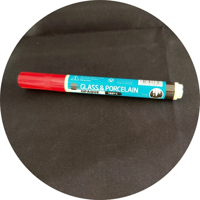 Glas & Porzellanstift 2 - 4 mm Spitze rot blickdicht anbacken bei 160c am Ofen CR54