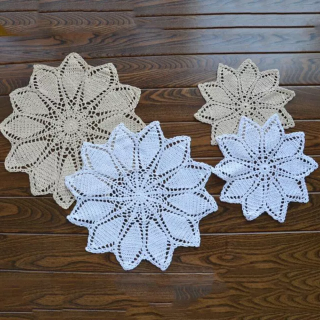 4pcs Vintage Cotton Hand Crochet Doily Crocheted Doilies Flower Placemat Wedding