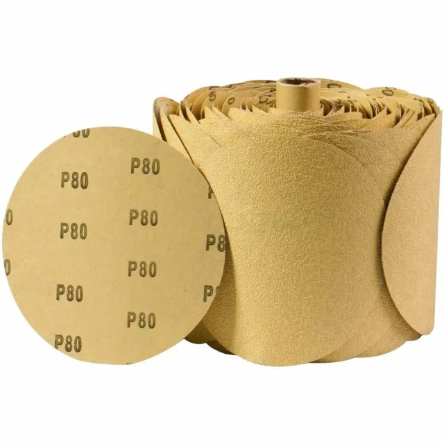 80 Grit 6 in PSA Sanding Disc Sticky Back Sandpaper 100 Roll Adhesive DA Sander