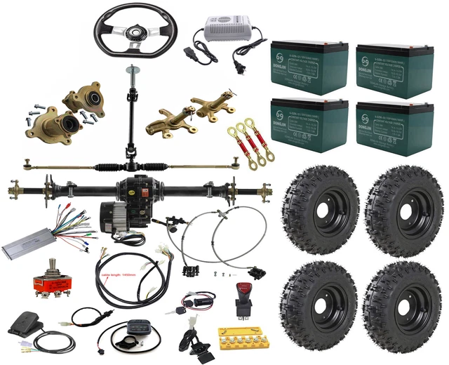 DIY GO KART 30" Rear Axle 48V 1000W Electric Differential Motor 6