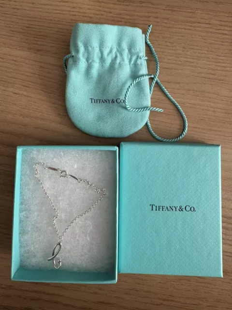 Tiffany & Co Silver Elsa Peretti Alphabet Letter B Bracelet 7.25" in Box Pouch