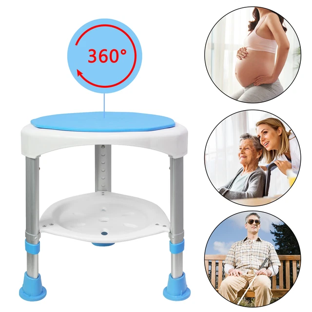 Silla de ducha 360° asiento de ducha giratorio silla de baño taburete de ducha 200 kg taburete de baño azul ##1