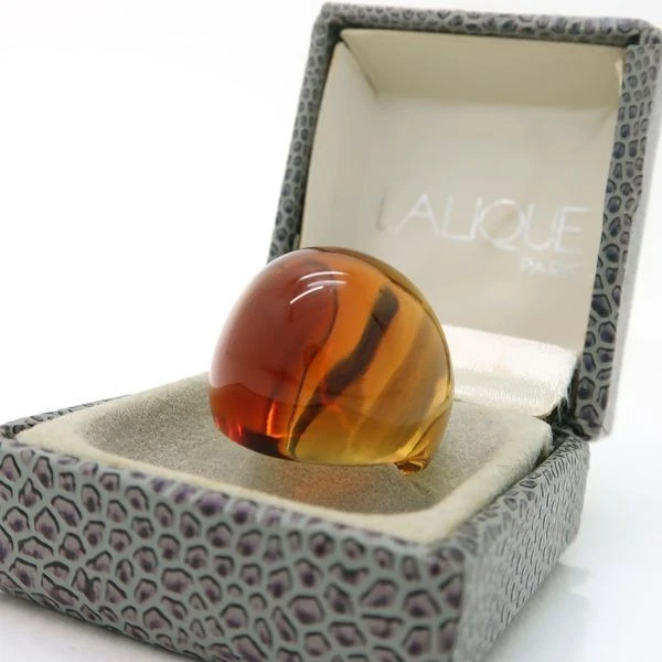 Bague Lalique En Cristal Bleu Cabochon - Signée - Livrée Avec Certificat Et Boîte - Occasion